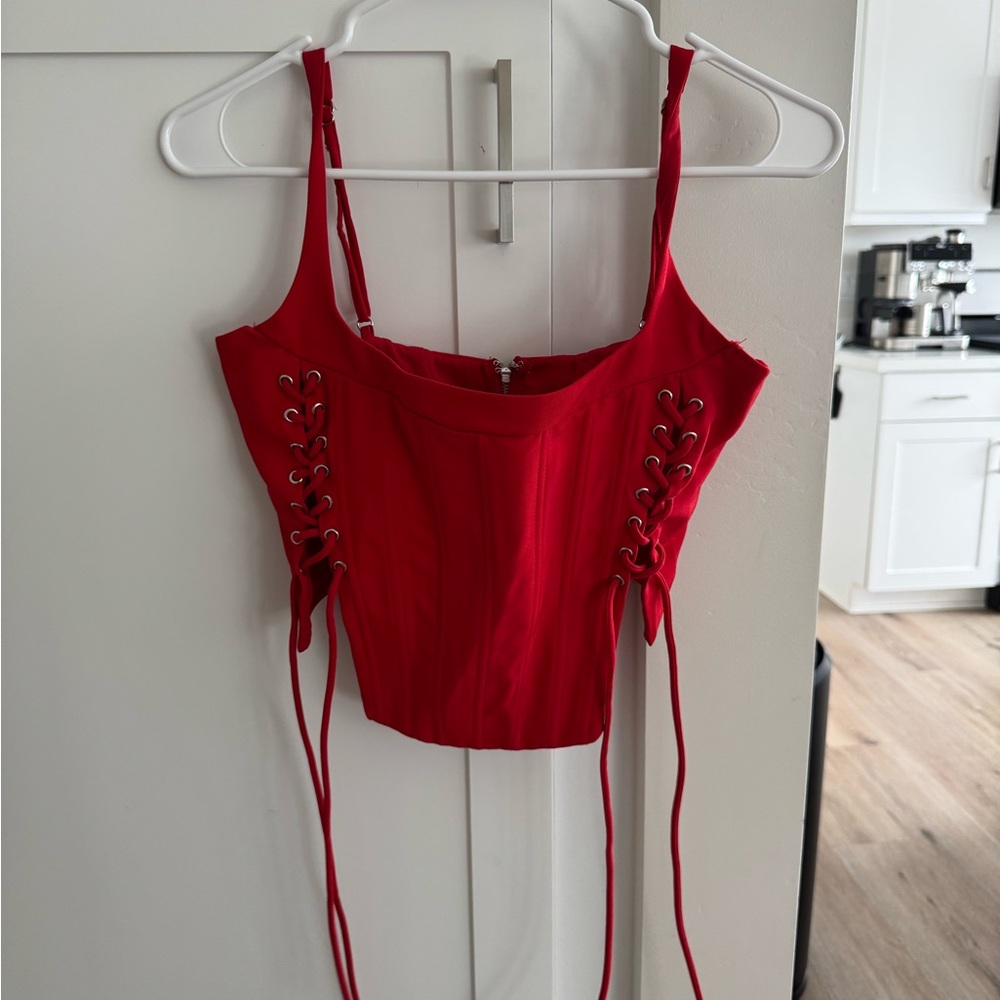 White Fox Boutique Scarlet Lace-Up Crop Top